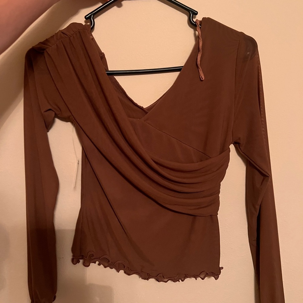 New Free People Brown Draped Blouse